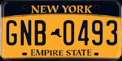NY license plate GNB0493