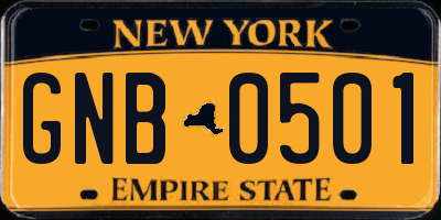 NY license plate GNB0501