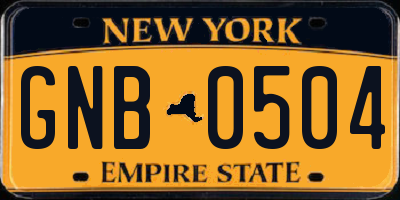 NY license plate GNB0504