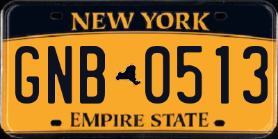 NY license plate GNB0513