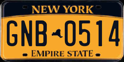 NY license plate GNB0514