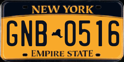 NY license plate GNB0516