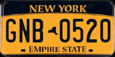 NY license plate GNB0520