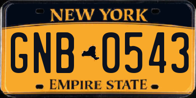 NY license plate GNB0543