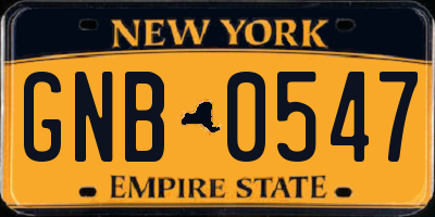 NY license plate GNB0547