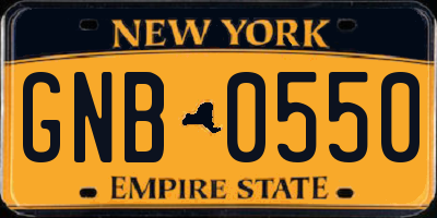 NY license plate GNB0550