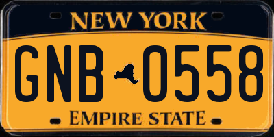 NY license plate GNB0558