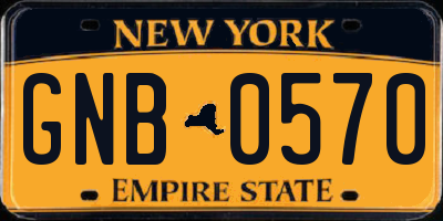 NY license plate GNB0570