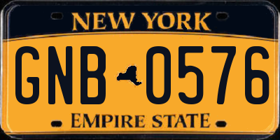 NY license plate GNB0576