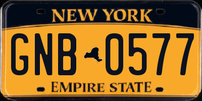 NY license plate GNB0577