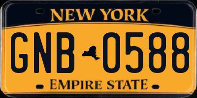 NY license plate GNB0588