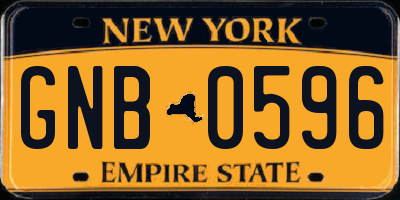 NY license plate GNB0596