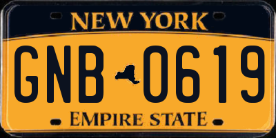 NY license plate GNB0619