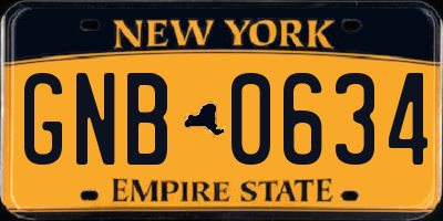 NY license plate GNB0634