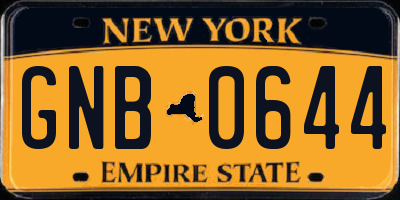 NY license plate GNB0644