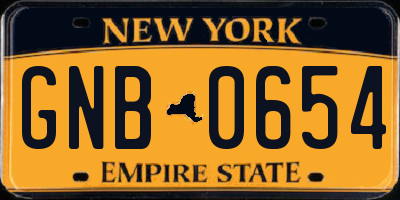 NY license plate GNB0654