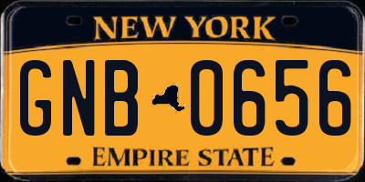 NY license plate GNB0656