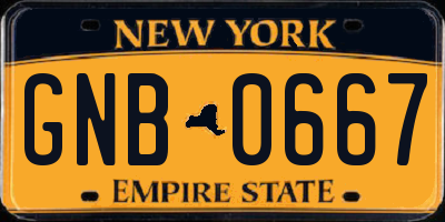 NY license plate GNB0667