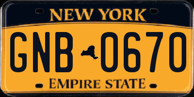 NY license plate GNB0670