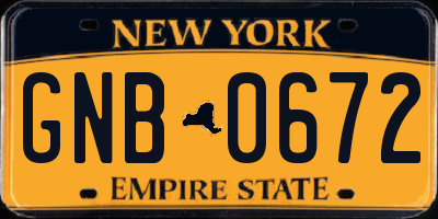 NY license plate GNB0672