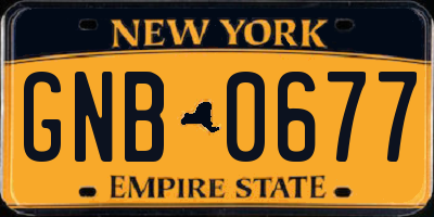 NY license plate GNB0677