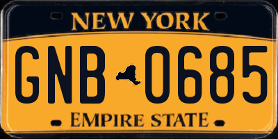 NY license plate GNB0685