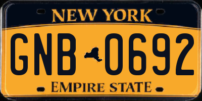 NY license plate GNB0692