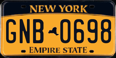 NY license plate GNB0698