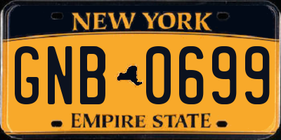 NY license plate GNB0699