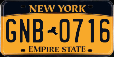 NY license plate GNB0716