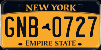 NY license plate GNB0727