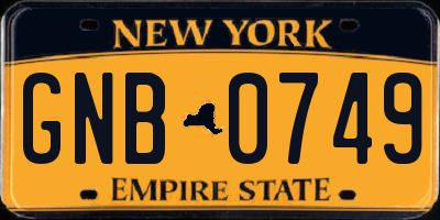 NY license plate GNB0749