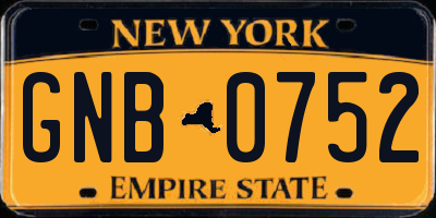 NY license plate GNB0752