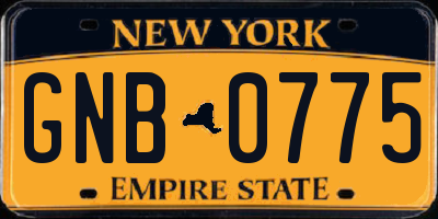 NY license plate GNB0775