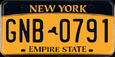 NY license plate GNB0791