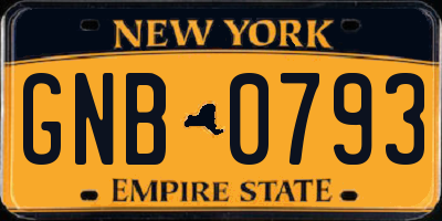 NY license plate GNB0793