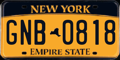 NY license plate GNB0818