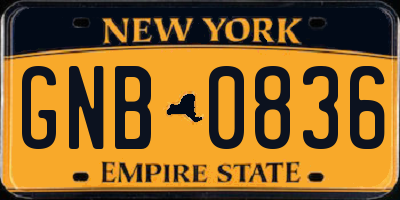 NY license plate GNB0836