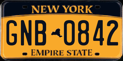 NY license plate GNB0842