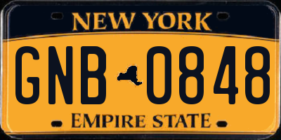 NY license plate GNB0848