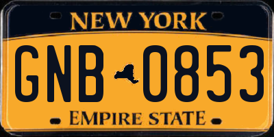 NY license plate GNB0853