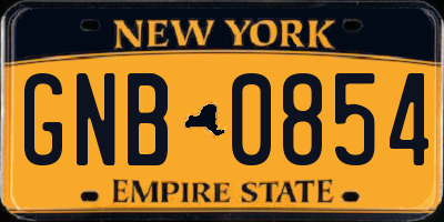 NY license plate GNB0854
