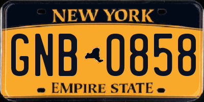 NY license plate GNB0858
