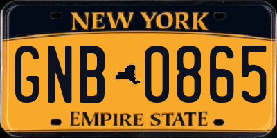 NY license plate GNB0865
