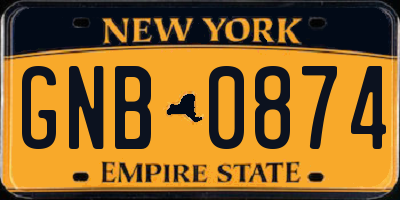 NY license plate GNB0874