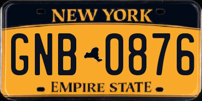 NY license plate GNB0876