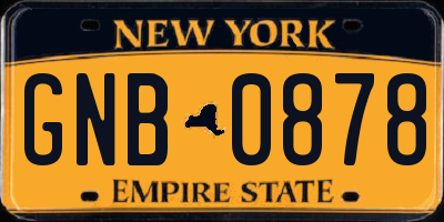 NY license plate GNB0878