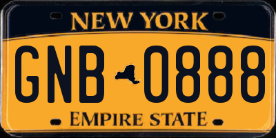 NY license plate GNB0888