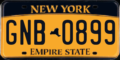NY license plate GNB0899