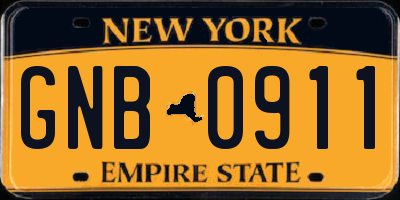 NY license plate GNB0911
